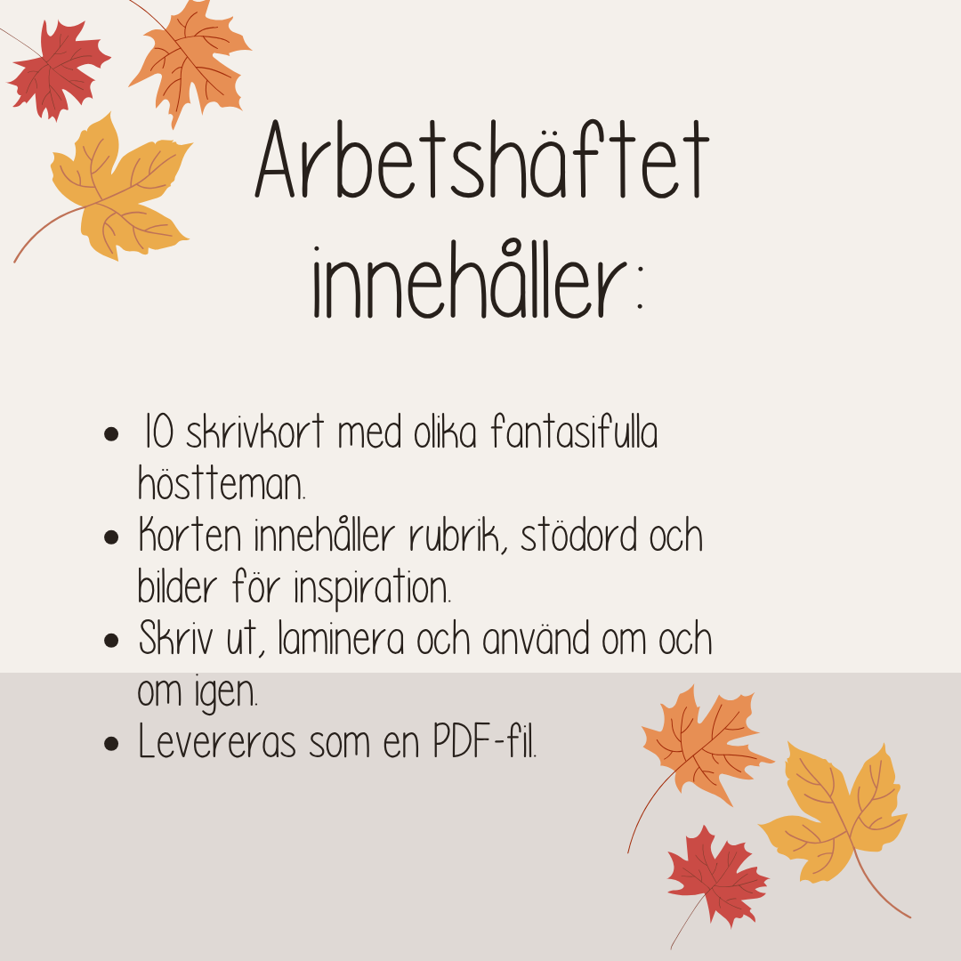 Skrivkort med hösttema – 10 kreativa skrivuppgifter för barn