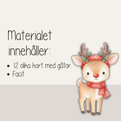 Julpyssel för barn - kluriga julgåtor att skriva ut