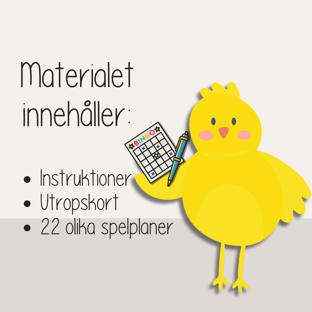 Påskbingo för barn – roligt bingospel med påsktema (22 spelplaner)