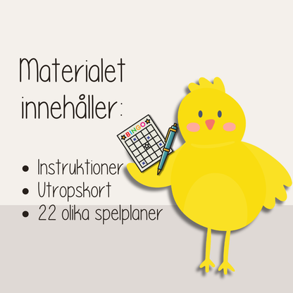 Påskbingo för barn – roligt bingospel med påsktema (22 spelplaner)