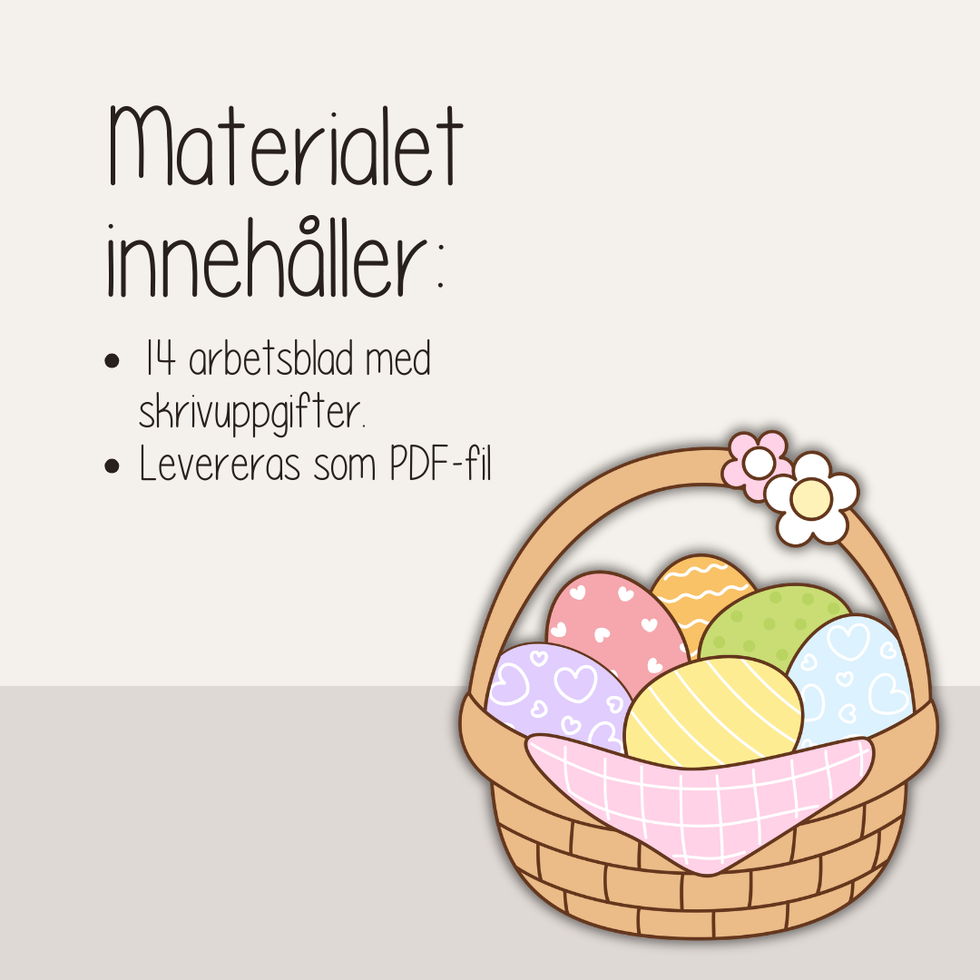 Påsktema -  skrivövningar för barn – 14 kreativa arbetsblad där barn skriver och ritar berättelser