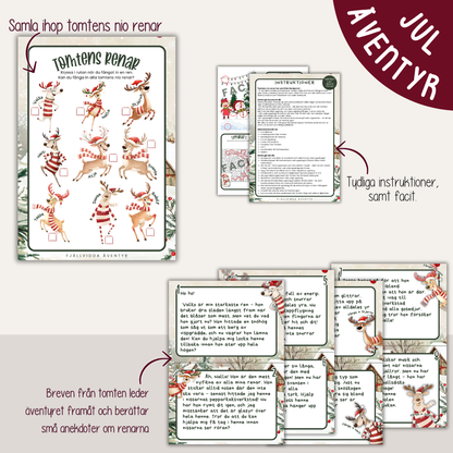 Utskrivbart juläventyr - Tomtens renar är på rymmen! Escape game för barn