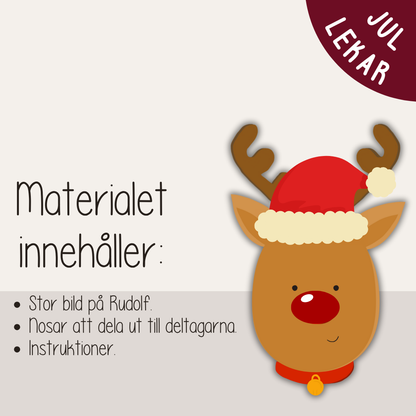 Sätt nosen på Rudolf – utskrivbar julaktivitet för barn och familj