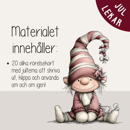 Juluppdragskort för barn – skriv ut roliga rörelseövningar och skärmfri lek