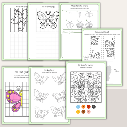 Fjärilspyssel för barn – 14 sidor pyssel med fjärilstema