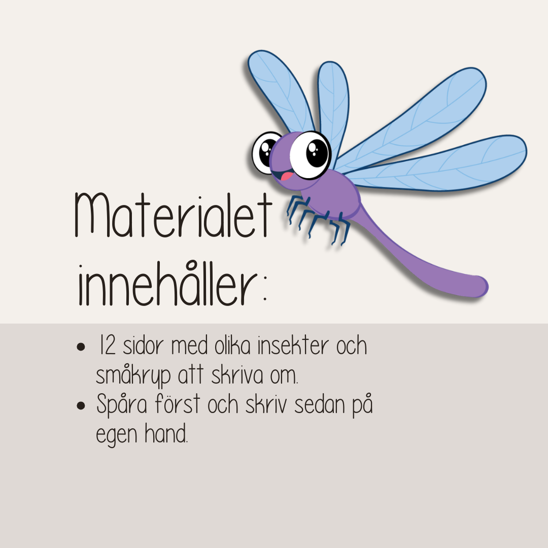 Skrivträning småkryp och insekter – 12 arbetsblad för barn