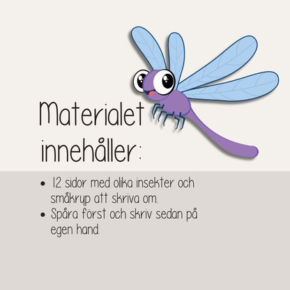 Skrivträning småkryp och insekter – 12 arbetsblad för barn