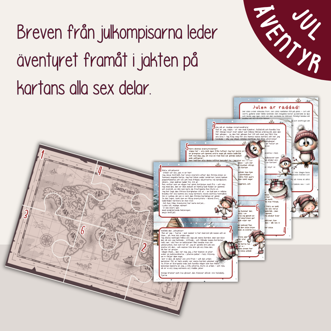 Utskrivbart juläventyr - Var är Tomtens magiska karta?