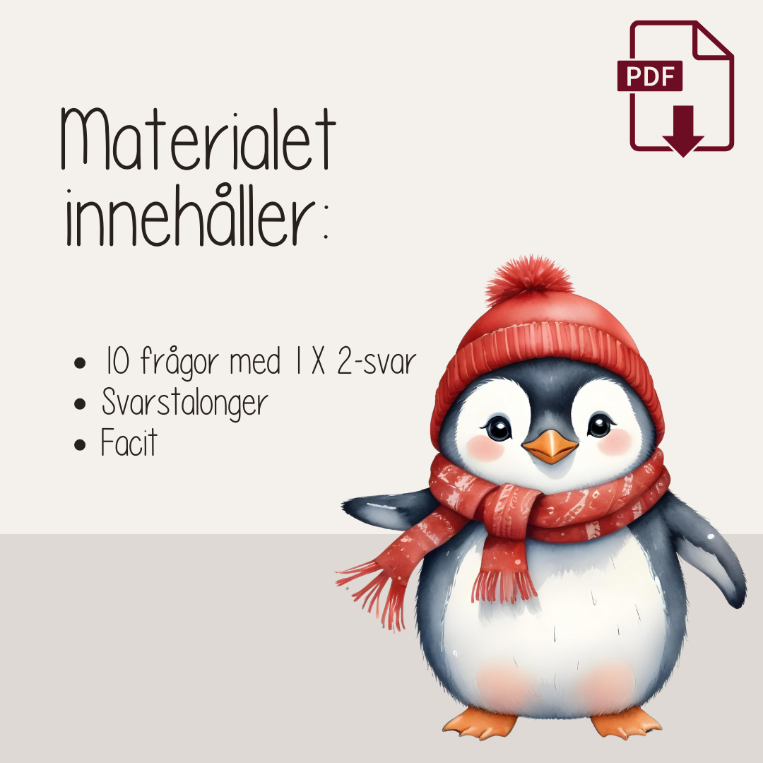 Tipspromenad med jultema – färdiga frågor att skriva ut