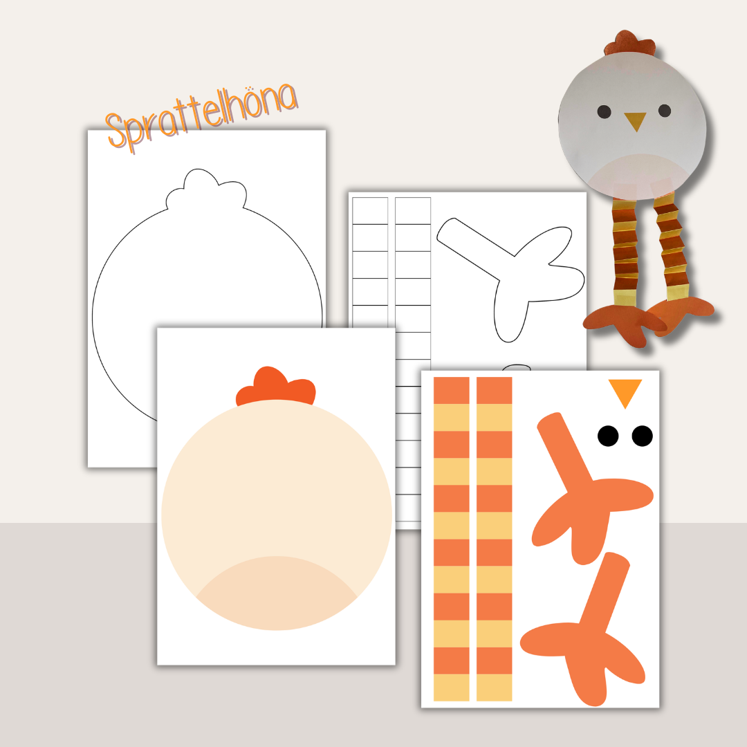 Påskpyssel för barn – sprattelfigurer med kyckling, hare och höna