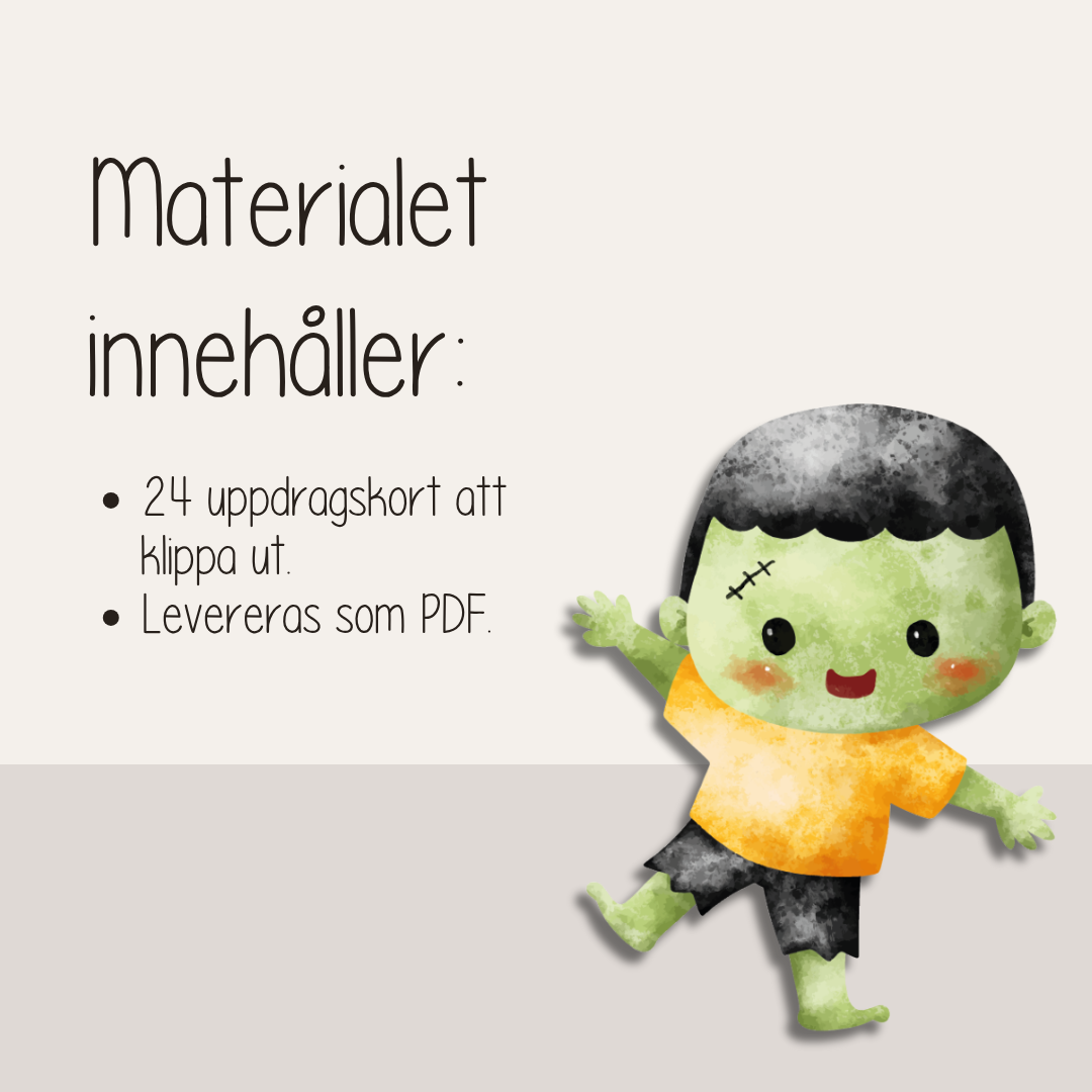 Halloweenlek – 24 roliga uppdragskort för barn