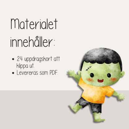 Halloweenlek – 24 roliga uppdragskort för barn