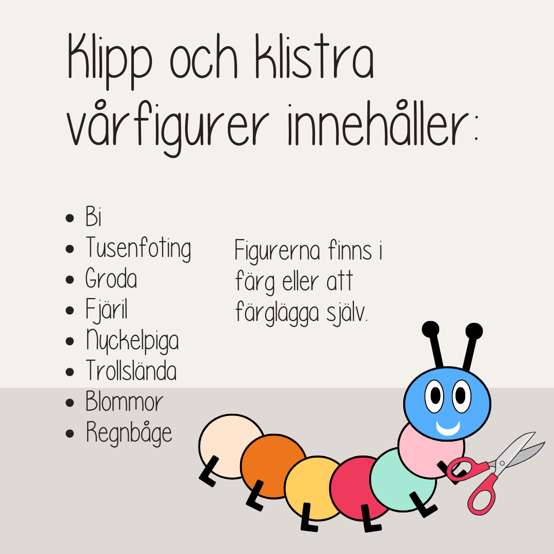 Vårpyssel för barn – färglägg, klipp och klistra vårfigurer (24 sidor)