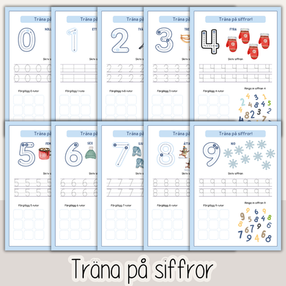 Vintertema – roliga och pedagogiska arbetsblad för barn (53 sidor)