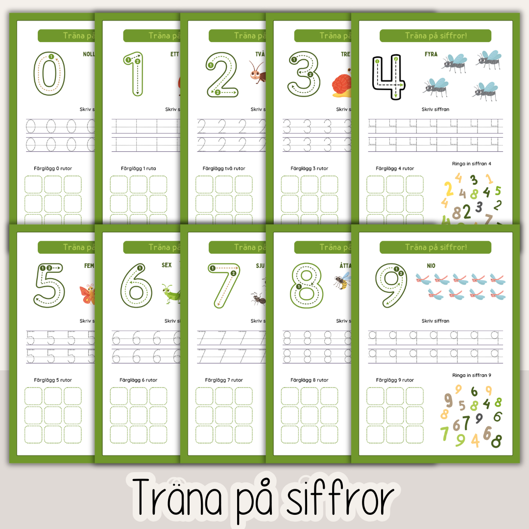 Småkryp & insekter – 53 arbetsblad för barn | läsa, skriva, räkna (förskola & förskoleklass)