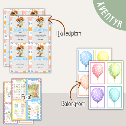 Barnkalas aktivitet – Teddy Kalas och jakten på ballongerna (färdigt kalasäventyr i presentförpackning, 3–7 år)