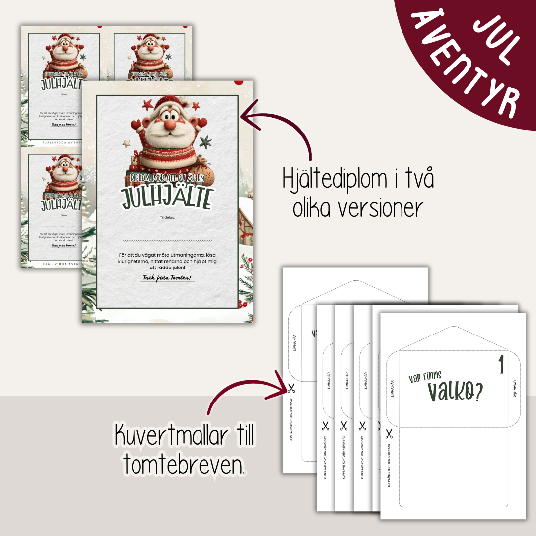 Utskrivbart juläventyr - Tomtens renar är på rymmen! Escape game för barn