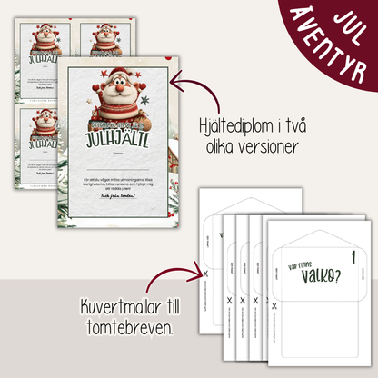 Utskrivbart juläventyr - Tomtens renar är på rymmen! Escape game för barn