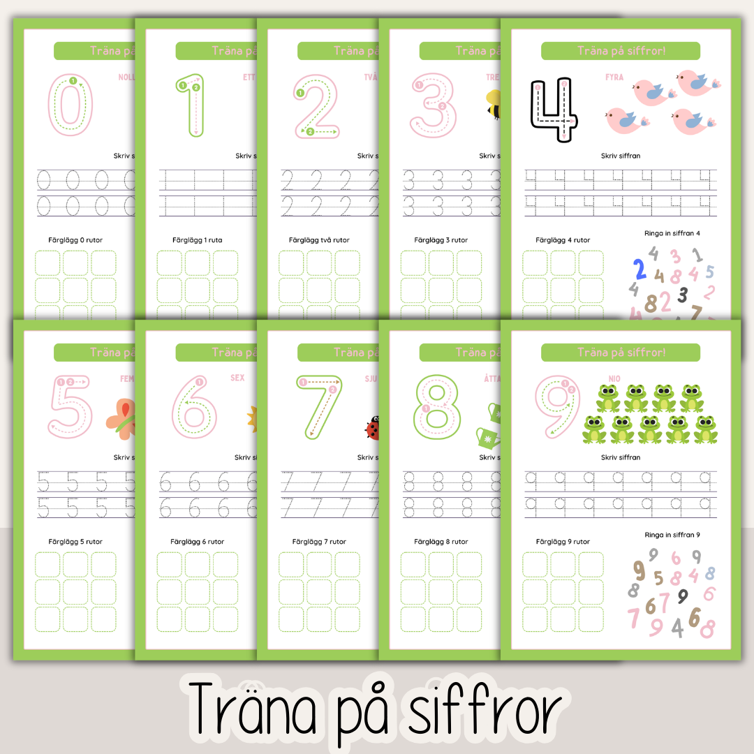 Vårtema – arbetshäfte med 53 arbetsblad för barn | läsa, skriva och räkna