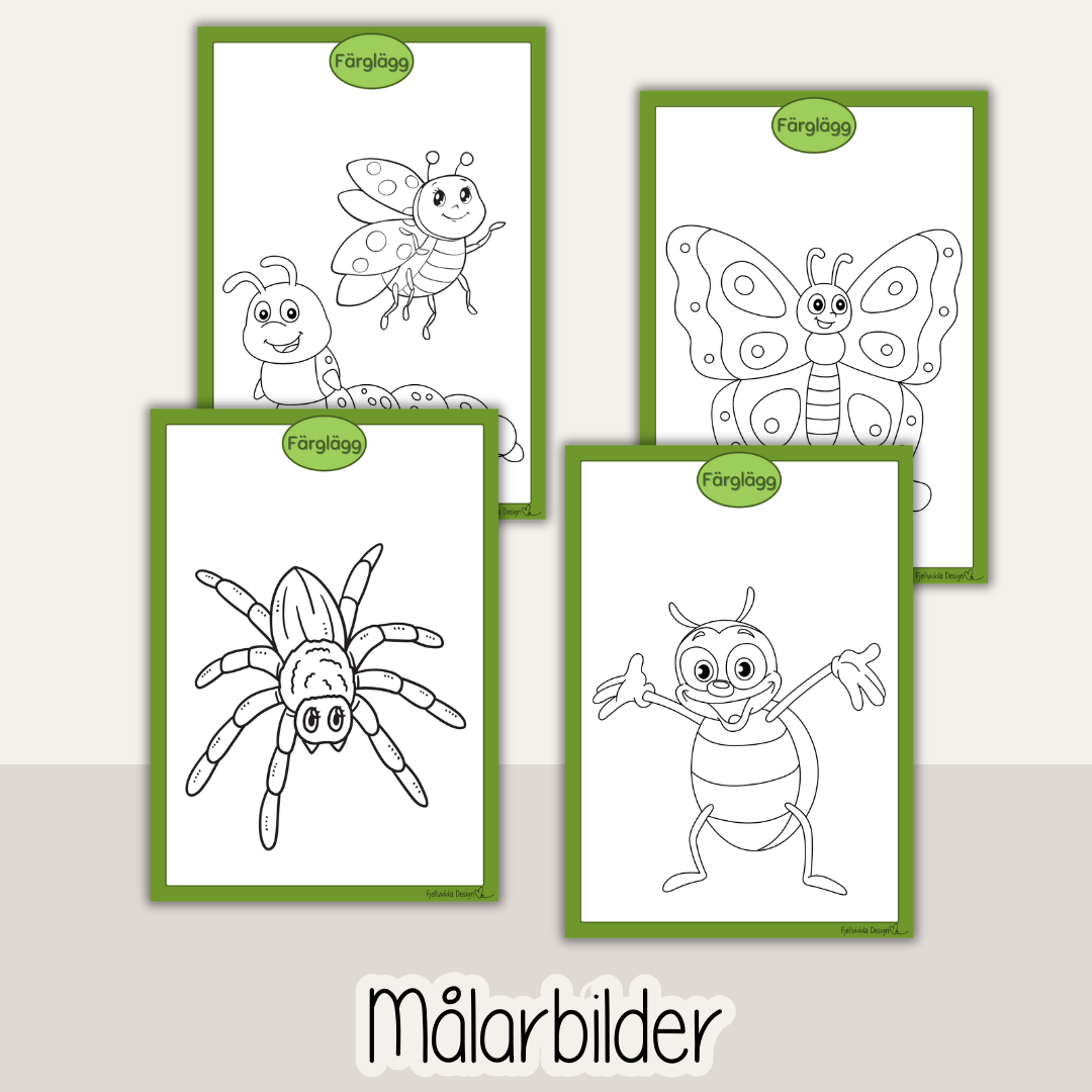 Småkryp & insekter – 53 arbetsblad för barn | läsa, skriva, räkna (förskola & förskoleklass)