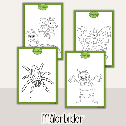 Småkryp & insekter – 53 arbetsblad för barn | läsa, skriva, räkna (förskola & förskoleklass)