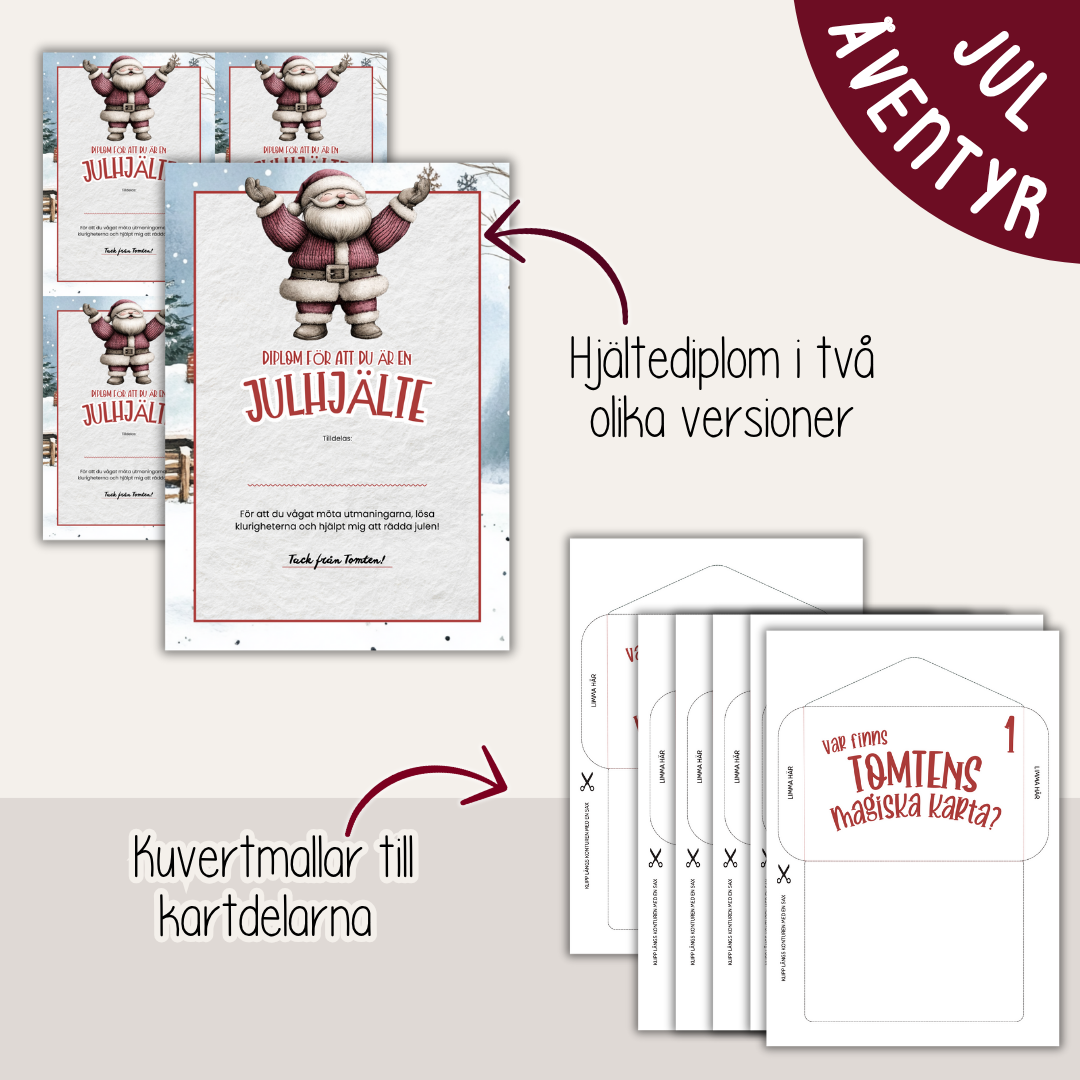 Utskrivbart juläventyr - Var är Tomtens magiska karta?