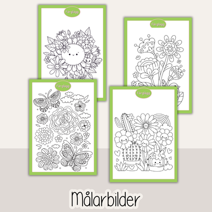 Vårtema – arbetshäfte med 53 arbetsblad för barn | läsa, skriva och räkna