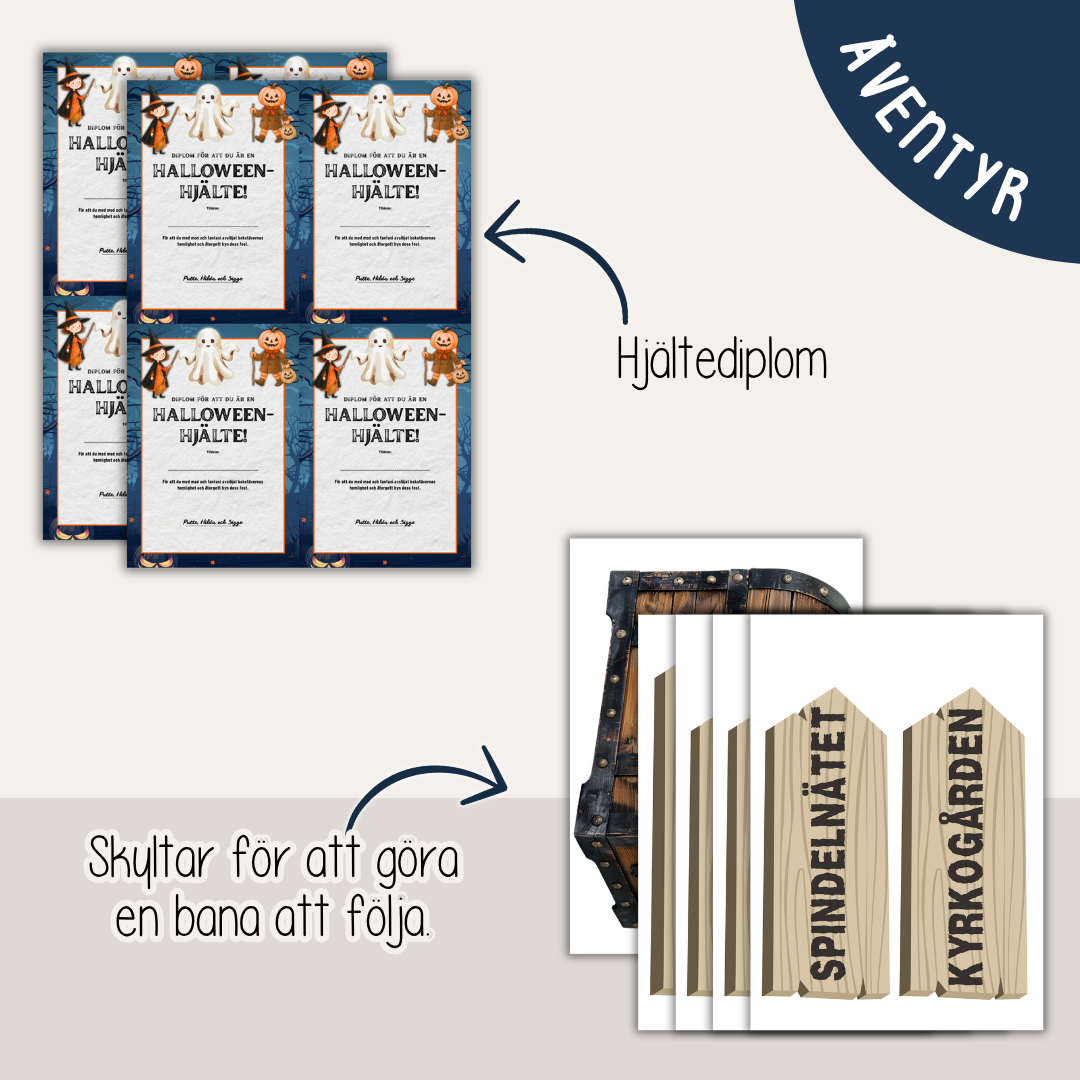 Halloweenäventyr 7-10 år - Äventyret med den hemliga Spökboken - Mysterium - Escape game för barn - Fysisk produkt