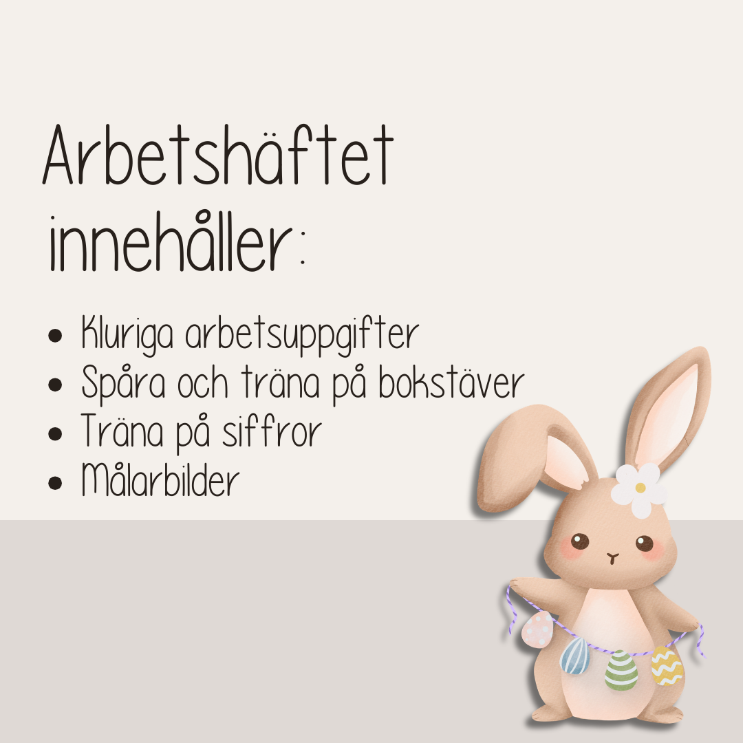 Påsk arbetsblad för barn – 54 sidor läsa, skriva och räkna