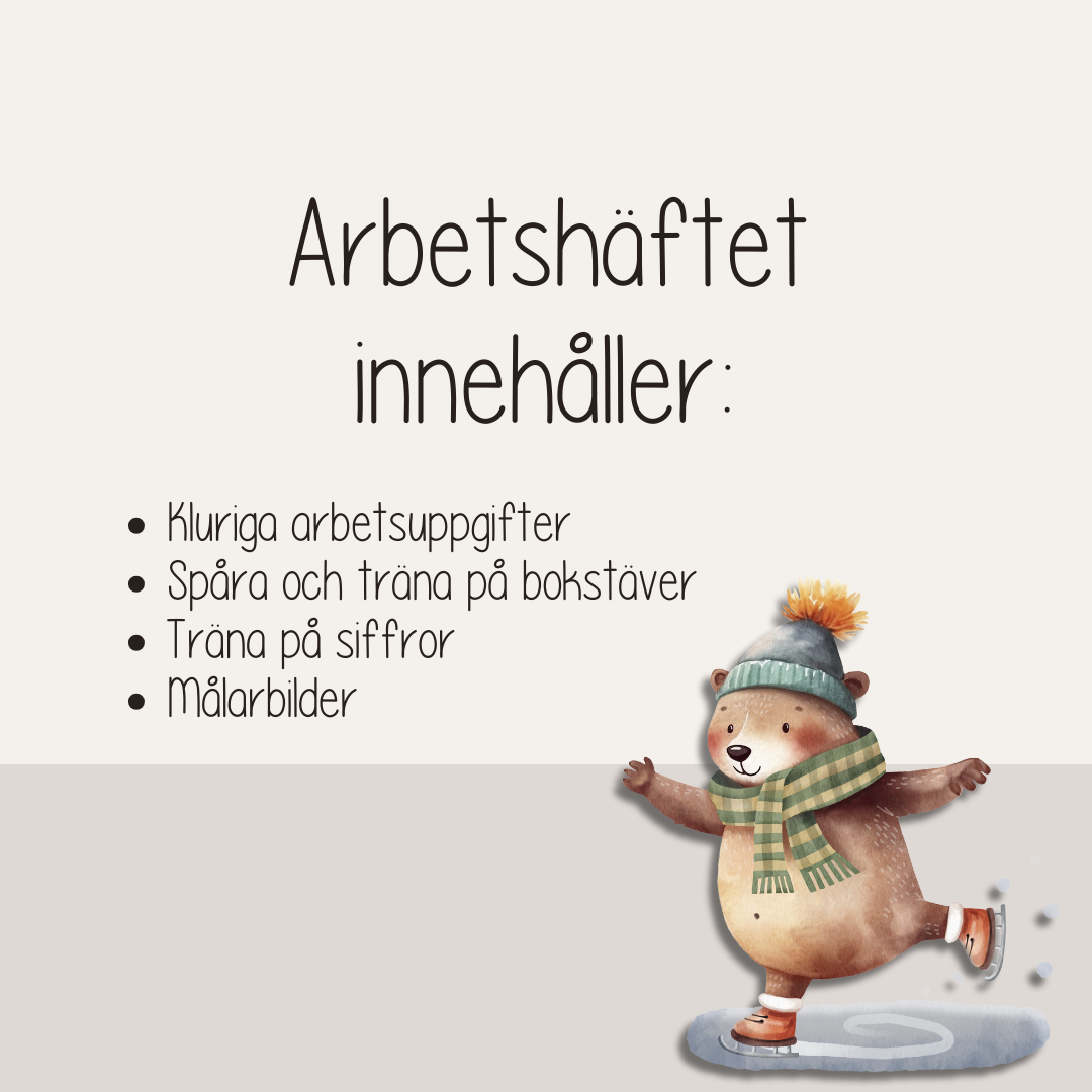 Vintertema – roliga och pedagogiska arbetsblad för barn (53 sidor)