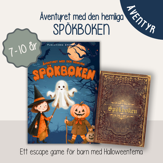 Halloweenäventyr 7-10 år - Äventyret med den hemliga Spökboken - Mysterium - Escape game för barn